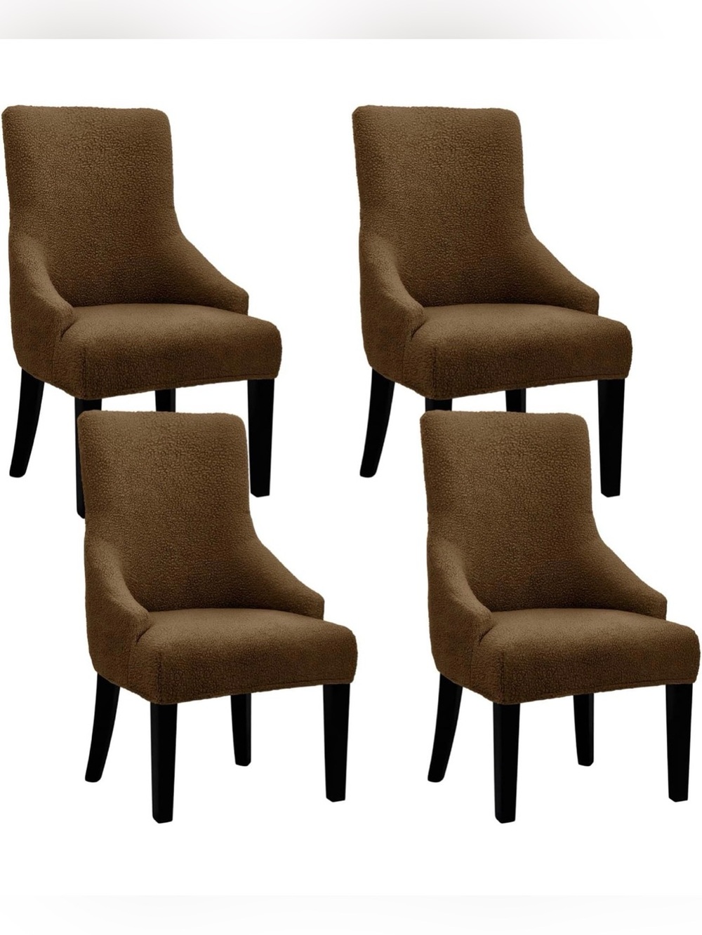 FondleFeeling 4 Brown Teddy Wool Dining Chair Cover